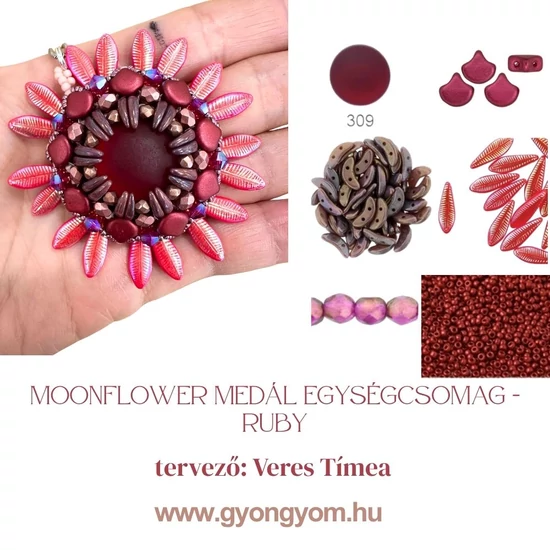 Moonflower medál - egységcsomag - Ruby