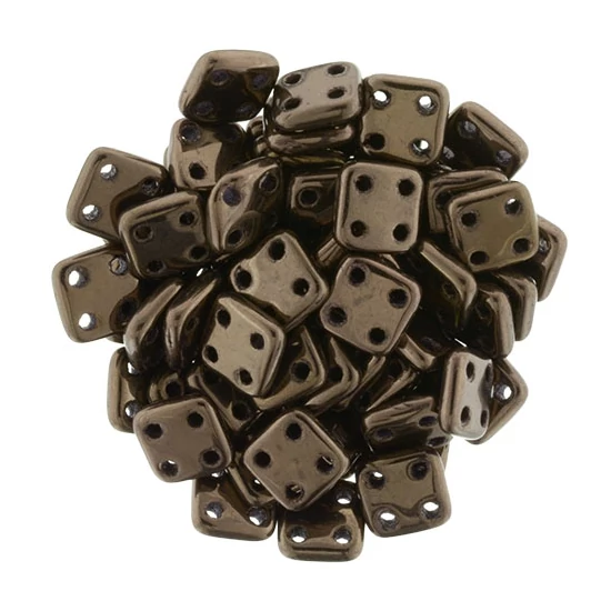 6x6mm Sötét Bronz színű Quadra Tile gyöngy