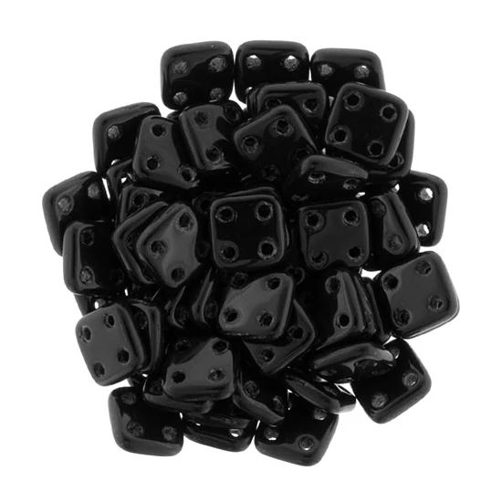 6x6mm Fekete színű Quadra Tile gyöngy