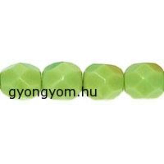 6mm Telt zöld színű, cseh csiszolt gyöngy