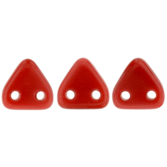 6mm Telt Piros, kétlyukú Triangle-háromszög gyöngy 