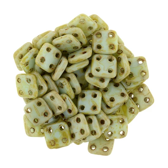 6x6mm Telt Sápadt Jáde színű Quadra Tile gyöngy
