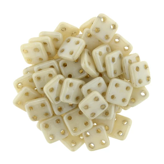 6x6mm Luszetres telt Pezsgő színű Quadra Tile gyöngy