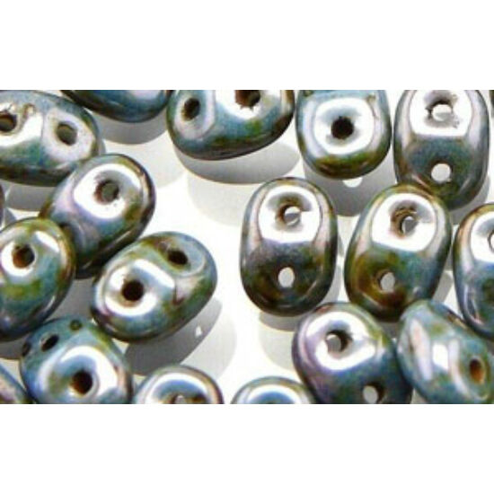 SuperDuo - 2,5x5mm - Luster - Green/Opaque White - LN03000