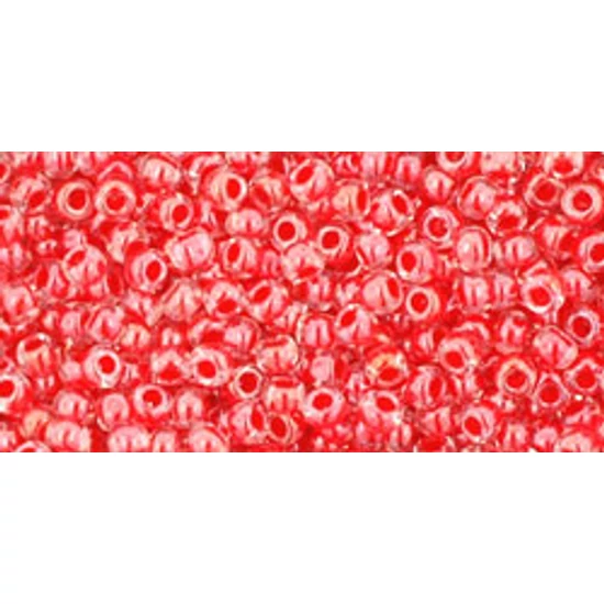 Toho kásagyöngy - 11/0 - Inside-Color Crystal/Tomato-Lined - 341