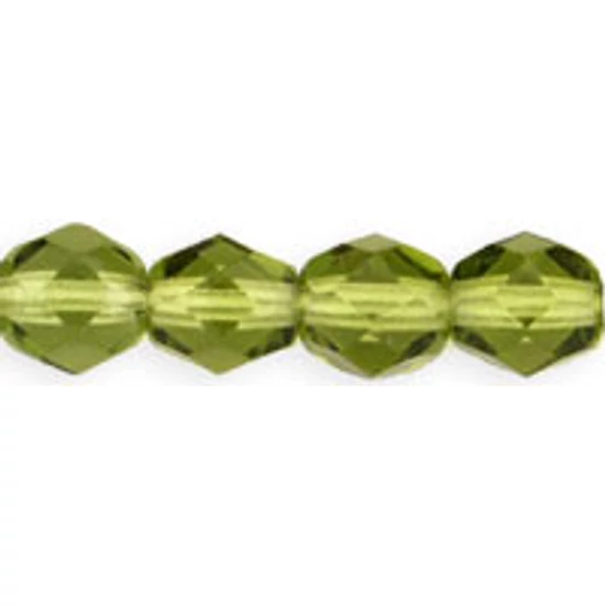 4mm Olivine színű színű, cseh csiszolt gyöngy