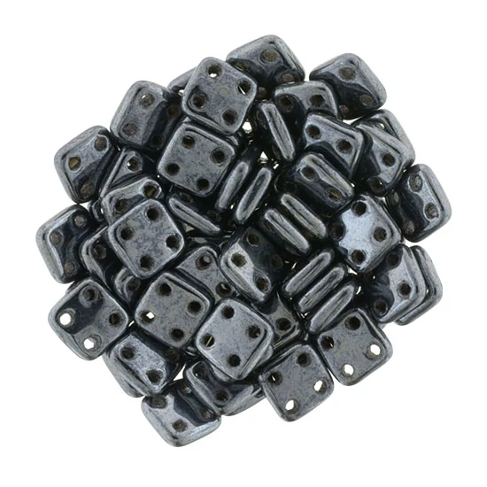 6x6mm Hematit színű Quadra Tile gyöngy