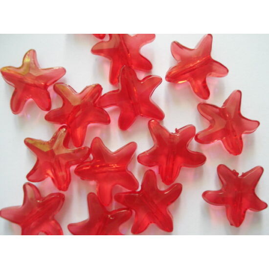 Piros csillag alakú műanyag gyöngy