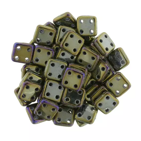 6x6mm Irizáló Bronz színű Quadra Tile gyöngy