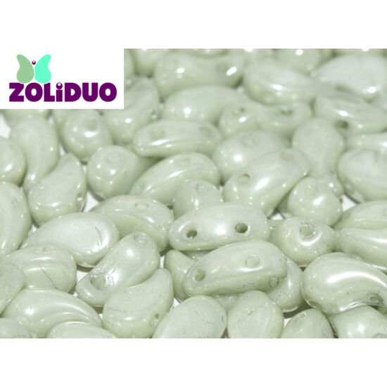 ZOLiDUO- Cseh préselt 2lyukú gyöngy - Alabaster Mint Luster - 5x8mm - BAL