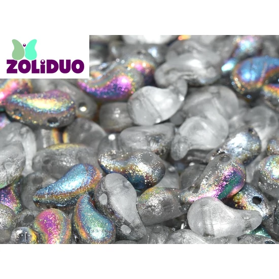 ZOLiDUO - Cseh préselt 2lyukú gyöngy - CRYSTAL ETCHED VITRAIL - 5x8mm - Bal - 28181