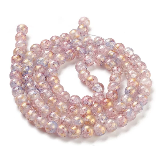 Üveggyöngy - 8mm - áttetsző - robbantott - lila - fehér (10db)