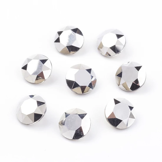 Kristály - 8mm - csiszolt, lapos, kerek - Argent Comet Light kaboshon