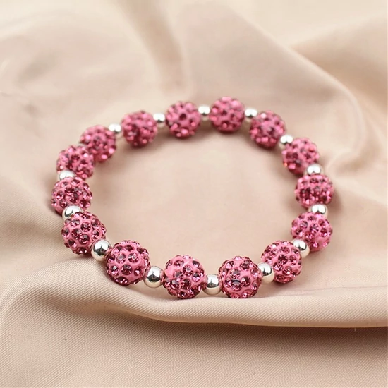 Shamballa gyöngy - rózsaszín színben - 8mm