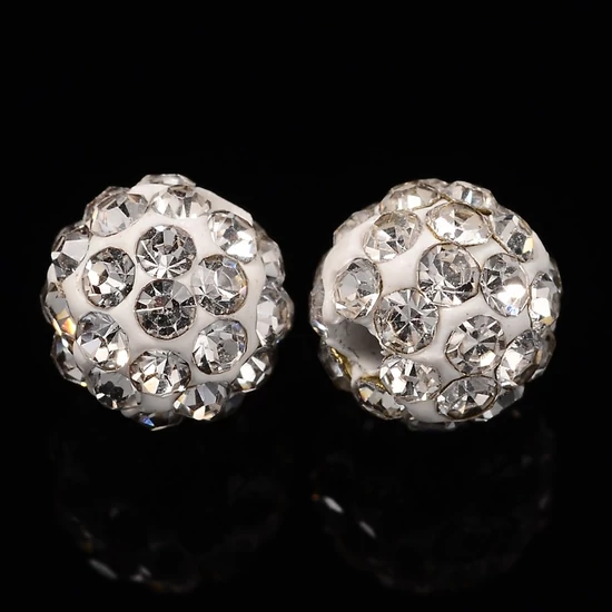 Shamballa gyöngy - Kristály színben - 6mm 