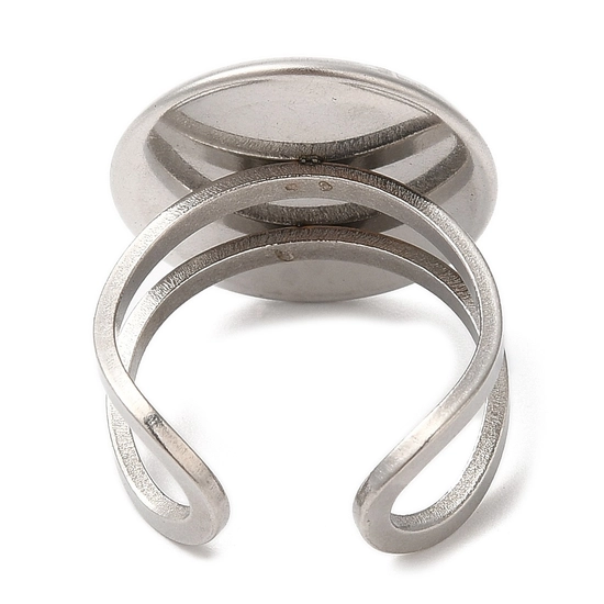 Üveg lencsés gyűrű alap - 18mm lencséhez - platina ezüst színben - 304 Rozsdamentes Acél!