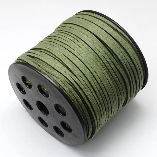 Bőr - 3x1,4mm - hasított - sötét oliva - méteres 