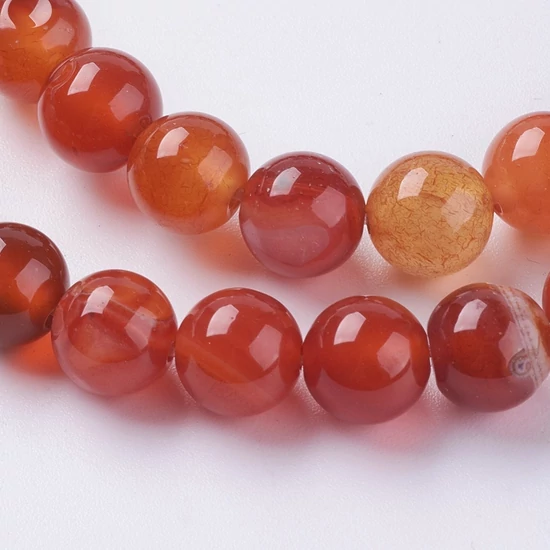 Temésztes ásvaány  - 8mm - csíkos achát - áttetsző - tégla színben 