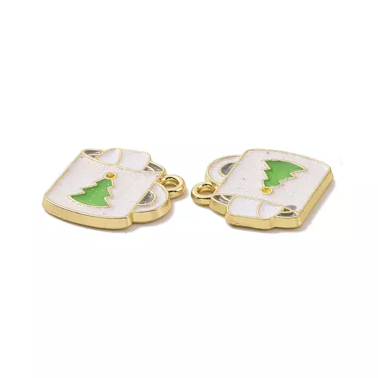 Medál - karácsonyi bögre - fényű díszítéssel - fehér - zöld és halvány arany színben