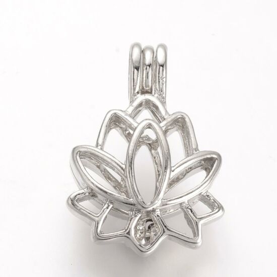 Medál - Angyalhívó - virág mintával - antik ezüst színben - Ólom és Kadmiummentes!
