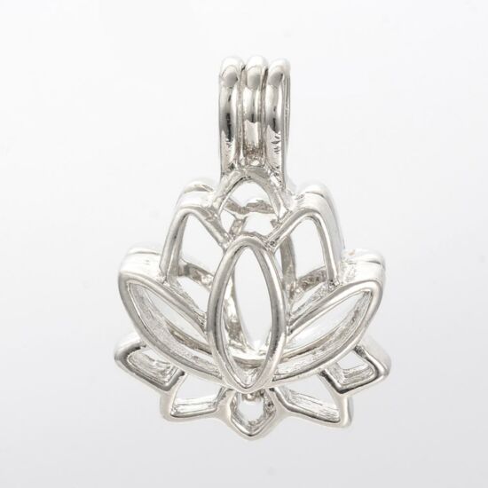 Medál - Angyalhívó - virág mintával - antik ezüst színben - Ólom és Kadmiummentes!