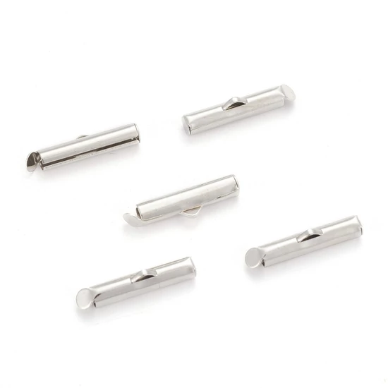 Végzáró - cső - 25mm - platina ezüst színben - ólom és kadmiummentes! (1pár)
