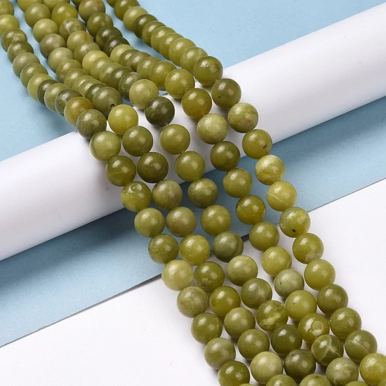 Ásványgyöngy - 8mm - Természetes Peridot - Sárgás Olivin színben