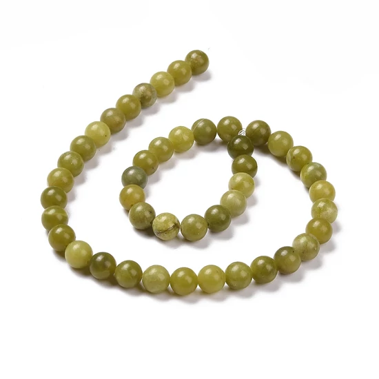 Ásványgyöngy - 8mm - Természetes Peridot - Sárgás Olivin színben