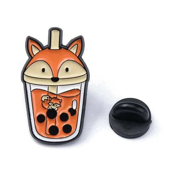 Kitűző - Bubble Tea bross, róka alakú