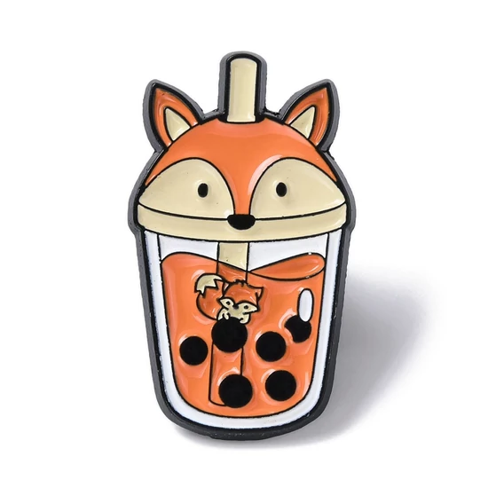 Kitűző - Bubble Tea bross, róka alakú