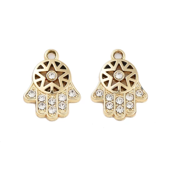 Medál - Hamsa Hand, világos arany 17x12,5x2,5mm 