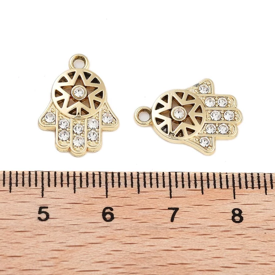 Medál - Hamsa Hand, világos arany 17x12,5x2,5mm 