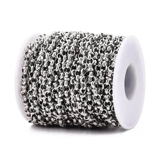 Ékszerlánc - 9.5x4x4mm – kerek, hegesztetlen platina színben - vas (50cm)