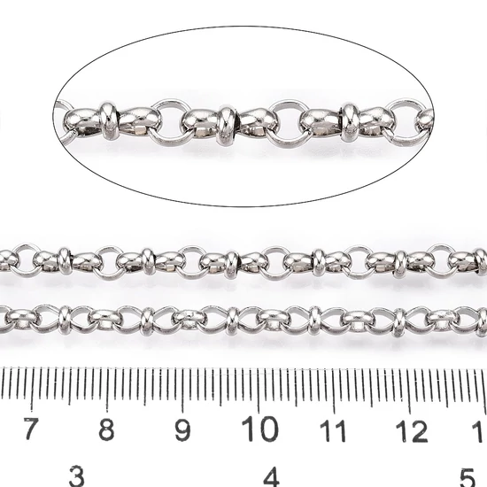 Ékszerlánc - 9.5x4x4mm – kerek, hegesztetlen platina színben - vas (50cm)