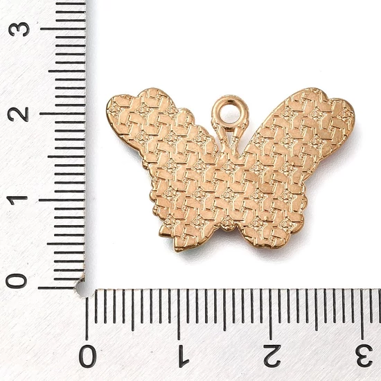Medál - Halloween pillangó virágokkal, 19x15x1mm, színes és arany színben