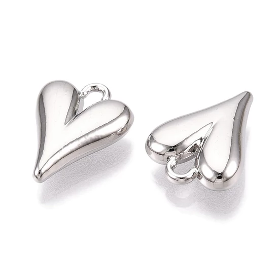 Medál - Szív, ezüst színben, 15x11.5x4mm