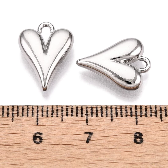 Medál - Szív, ezüst színben, 15x11.5x4mm