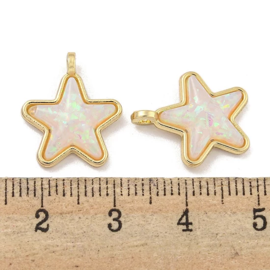 Medál - hold, gyanta Charms arany fóliával, valódi 18K aranyozott, kadmiummentes és ólommentes, 17x14x5.5mm