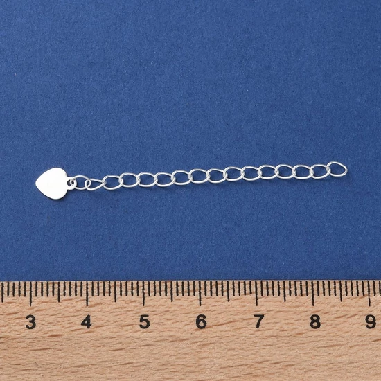 Lánhosszabbító - szív alakú, 925-ös sterling ezüst bevonattal, 54 mm