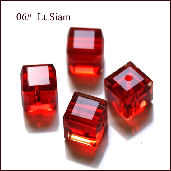 Kristály - 8x8mm -  AAA minőségű, fazettált, kocka, piros színben 