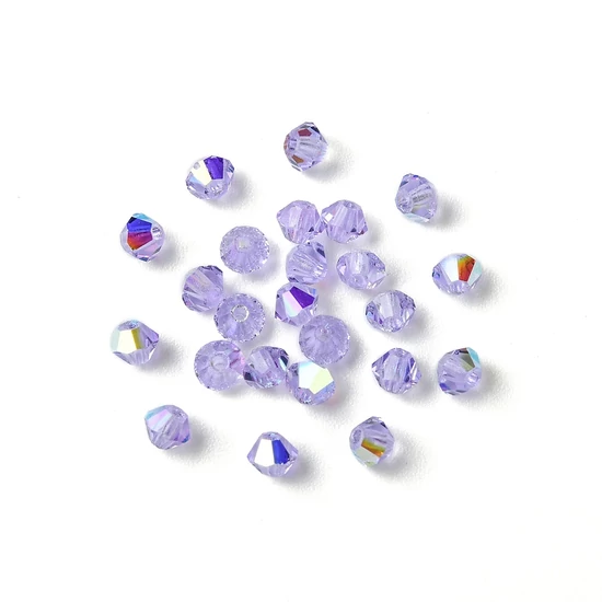 Preciosa® Crystal gyöngy, Emerald, 3mm - Violet AB, 3mm