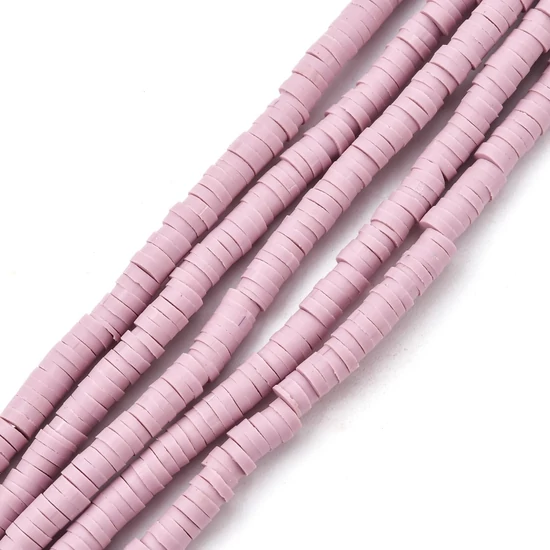 Gyöngy - 4x1mm - kézzel készített - polimer agyaggyöngy – halvány mályva színben