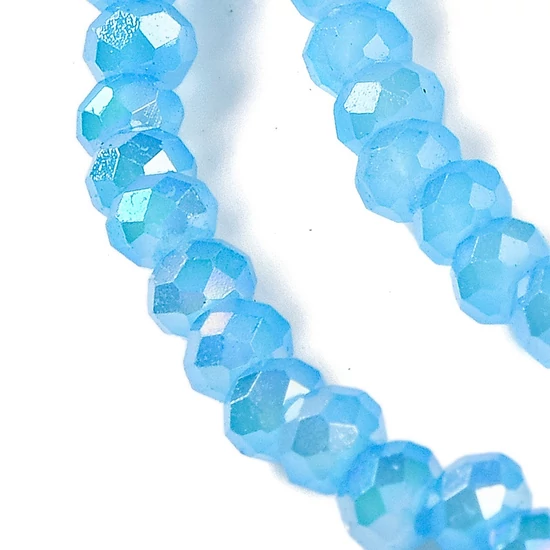 Üveggyöngy - csiszolt - fánk alakú 4x3mm - Palakék színben