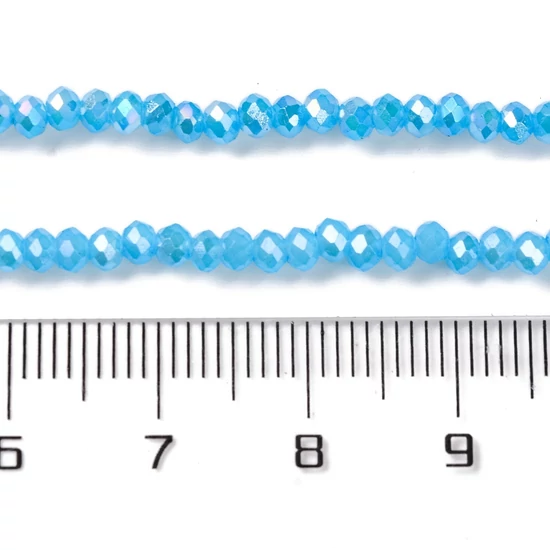 Üveggyöngy - csiszolt - fánk alakú 3x2mm - Palakék színben