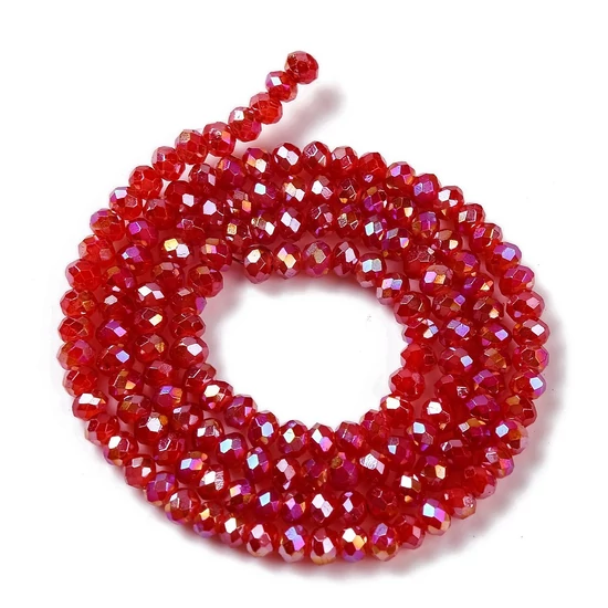Üveggyöngy - csiszolt - fánk alakú 4x3mm - FireBrick színben