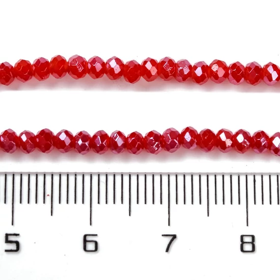 Üveggyöngy - csiszolt - fánk alakú 4x3mm - FireBrick színben