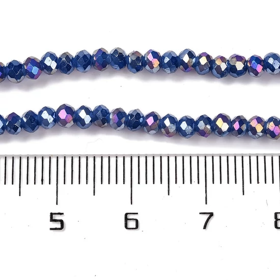 Üveggyöngy - csiszolt - fánk alakú 4x3mm - Királykék színben