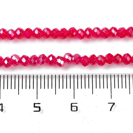 Üveggyöngy - csiszolt - fánk alakú 4x3mm - Fukszia színben