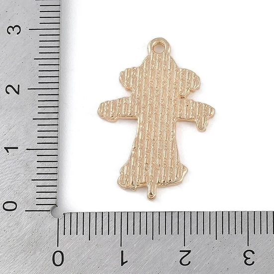 Medál madárijesztő - piros, narancs és halvány arany színben 27,5x19x2mm - ólom és Kadmiummentes! 