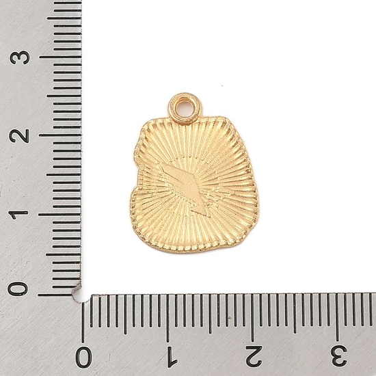 Medál - Kempingfelszerelés, hátizsák, arany, zöld 20x15.5x1.5mm